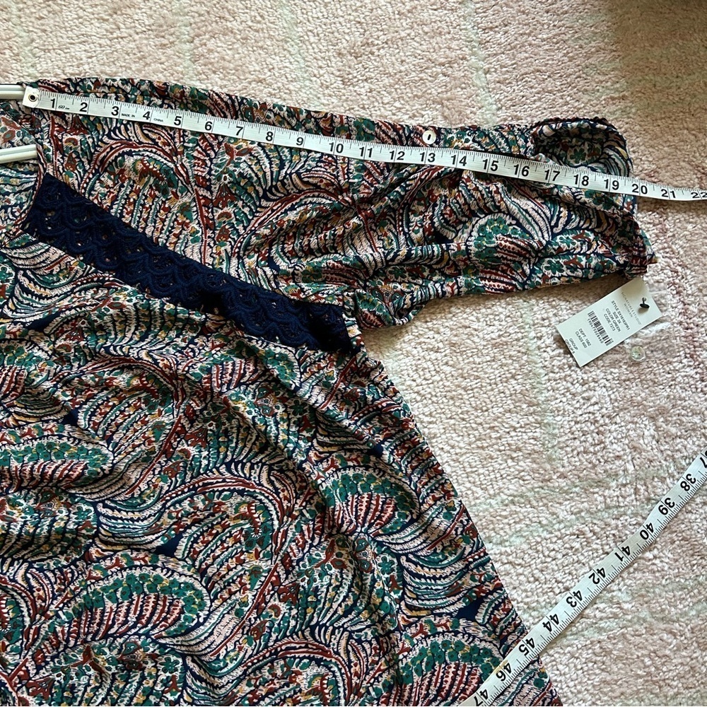 NWT Signature Studio Blouse Abstract Paisley Print Size 3X Boho Spring Office - Picture 9 of 10